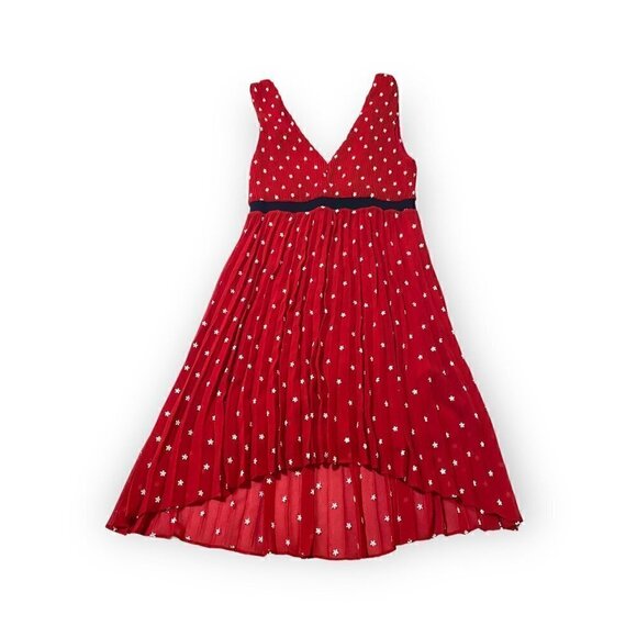 NWT MAJE Relina Flower-Embroidered Pleated Mini Dress in Red, Size 38FR - Picture 8 of 16